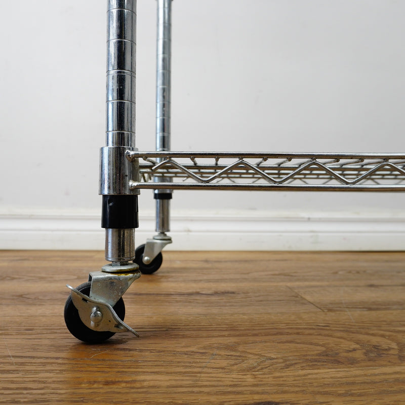 33×14×24‑Inch Metal Utility Cart – Three‑Tier Wire Shelving with Wheels