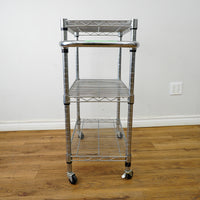 33×14×24‑Inch Metal Utility Cart – Three‑Tier Wire Shelving with Wheels