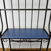 72×33×15‑Inch Decorative Baker’s Rack – Black Wrought Iron with Scrollwork