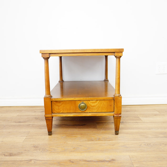 21×26×19‑Inch Classic Wooden Side Table – Drawer and Lower Shelf