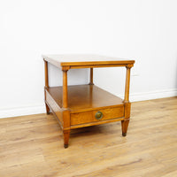 21×26×19‑Inch Classic Wooden Side Table – Drawer and Lower Shelf