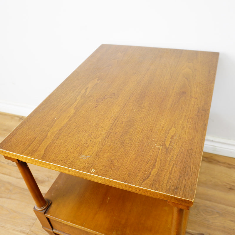 21×26×19‑Inch Classic Wooden Side Table – Drawer and Lower Shelf