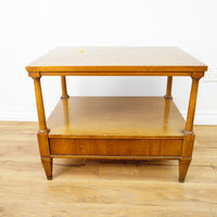 21×26×19‑Inch Classic Wooden Side Table – Drawer and Lower Shelf