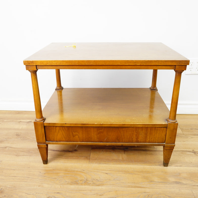 21×26×19‑Inch Classic Wooden Side Table – Drawer and Lower Shelf