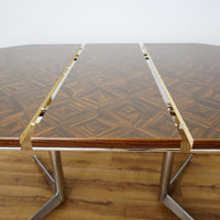 48–60×36×29–Inch Retro Dining Set – Extendable Table & 4 Swivel Chairs – Wood & Leather & Chrome