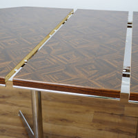 48–60×36×29–Inch Retro Dining Set – Extendable Table & 4 Swivel Chairs – Wood & Leather & Chrome