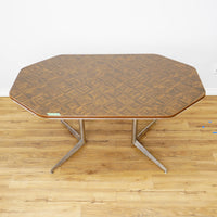 48–60×36×29–Inch Retro Dining Set – Extendable Table & 4 Swivel Chairs – Wood & Leather & Chrome