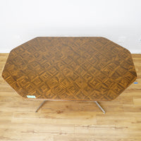 48–60×36×29–Inch Retro Dining Set – Extendable Table & 4 Swivel Chairs – Wood & Leather & Chrome
