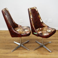 48–60×36×29–Inch Retro Dining Set – Extendable Table & 4 Swivel Chairs – Wood & Leather & Chrome