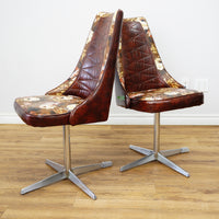 48–60×36×29–Inch Retro Dining Set – Extendable Table & 4 Swivel Chairs – Wood & Leather & Chrome