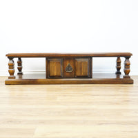 66×22×16–Inch Columnar Media Console – Dark Wood with Cabinet Storage