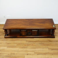 66×22×16–Inch Columnar Media Console – Dark Wood with Cabinet Storage