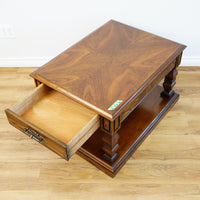 24×32×20–Inch Columnar End Table – Dark Wood with Drawer Storage