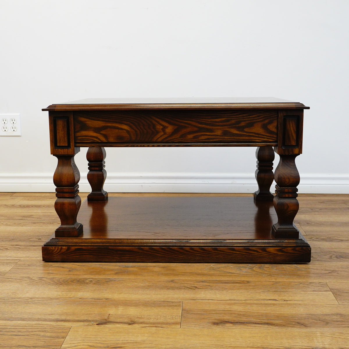 24×32×20–Inch Columnar End Table – Dark Wood with Drawer Storage