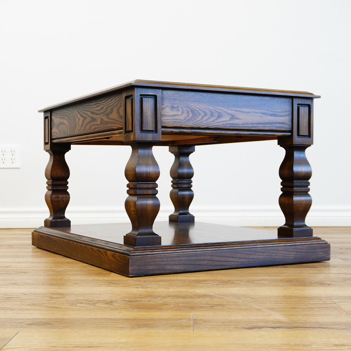24×32×20–Inch Columnar End Table – Dark Wood with Drawer Storage