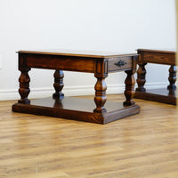 24×32×20–Inch Columnar End Table – Dark Wood with Drawer Storage
