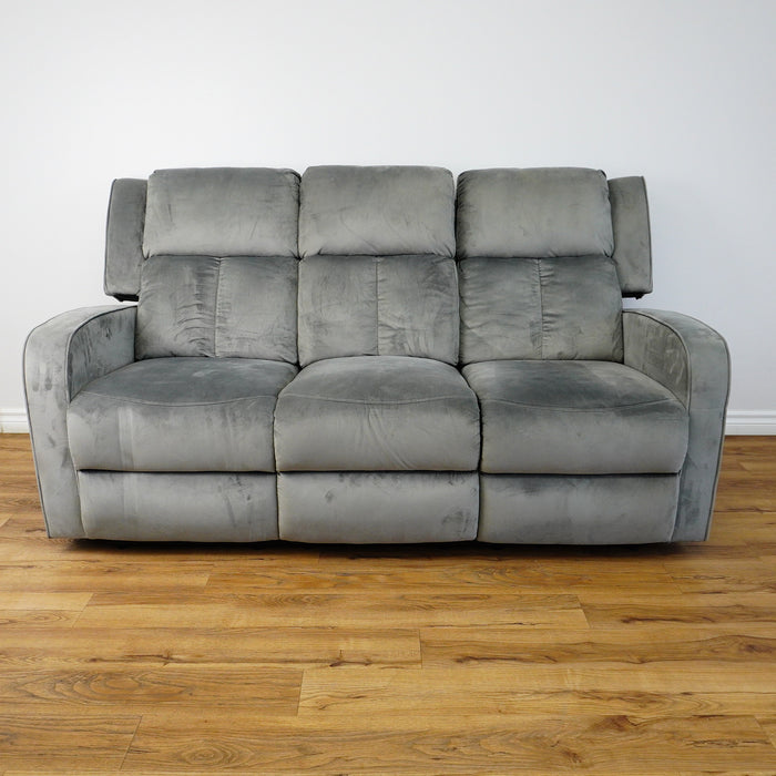 73x35x40-Inch Reclining Sofa – Grey Upholstery, Console, Cup Holders