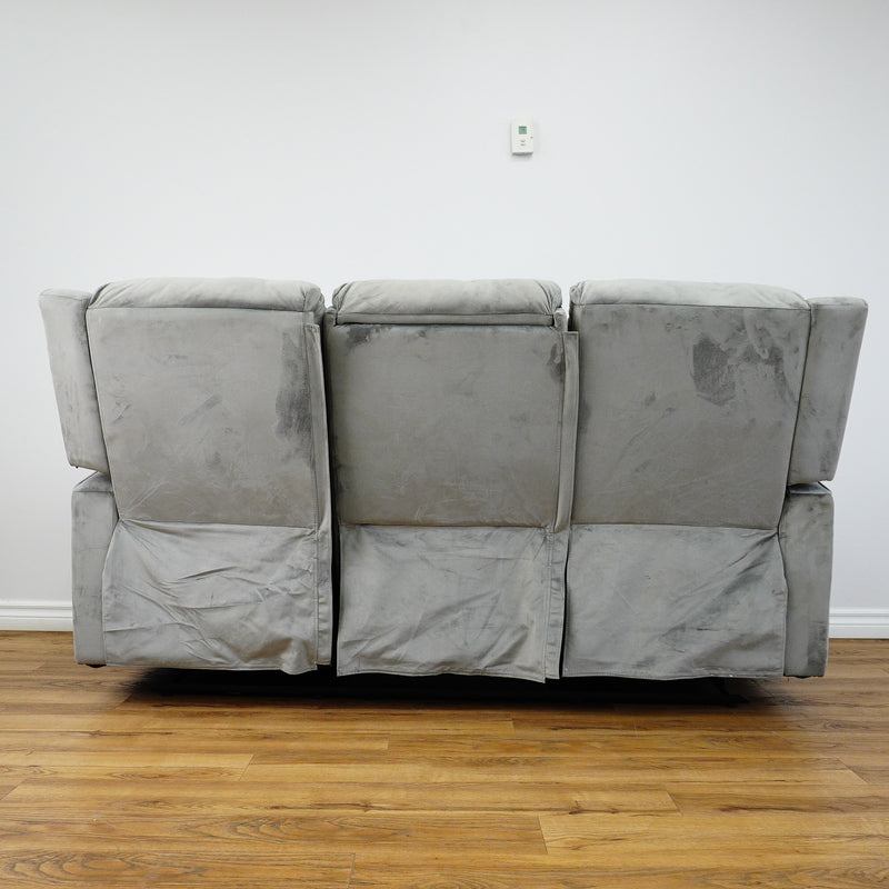 73x35x40-Inch Reclining Sofa – Grey Upholstery, Console, Cup Holders