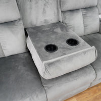 73x35x40-Inch Reclining Sofa – Grey Upholstery, Console, Cup Holders
