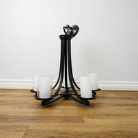27x23x23-Inch 5-Light Black Metal Chandelier – 2-Layer Shades