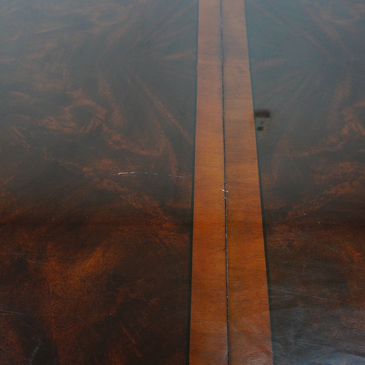 69x43x30-Inch Dining Table – Dark Polished Wood, Carved Corner Details