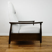 28×32×41–Inch Armchair in Grey – Manual Recliner, Brass‑Tipped Legs