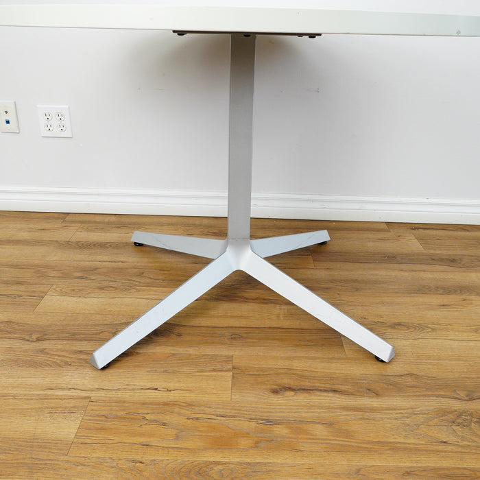 41x28-Inch Round Pedestal Table – White Top, Metal Base