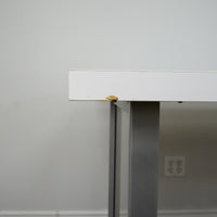 48×32×32‑Inch Office Desk – White Top, Metal Frame, Motorized Power Bar