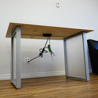 48×32×32‑Inch Office Desk – White Top, Metal Frame, Power bar