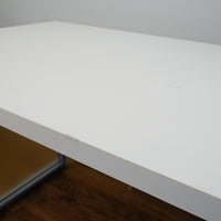 48×32×32‑Inch Office Desk – White Top, Metal Frame, Power bar