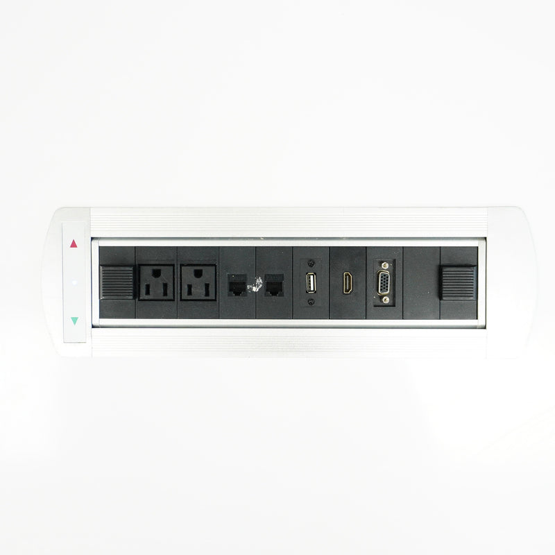 48×32×32‑Inch Office Desk – White Top, Metal Frame, Motorized Power Bar