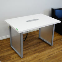 48×32×32‑Inch Office Desk – White Top, Metal Frame, Motorized Power Bar