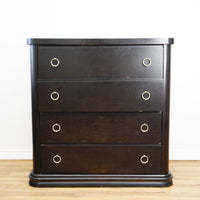 44×19×44–Inch Dresser in Dark Wood – 4 Drawers, Ring Handles
