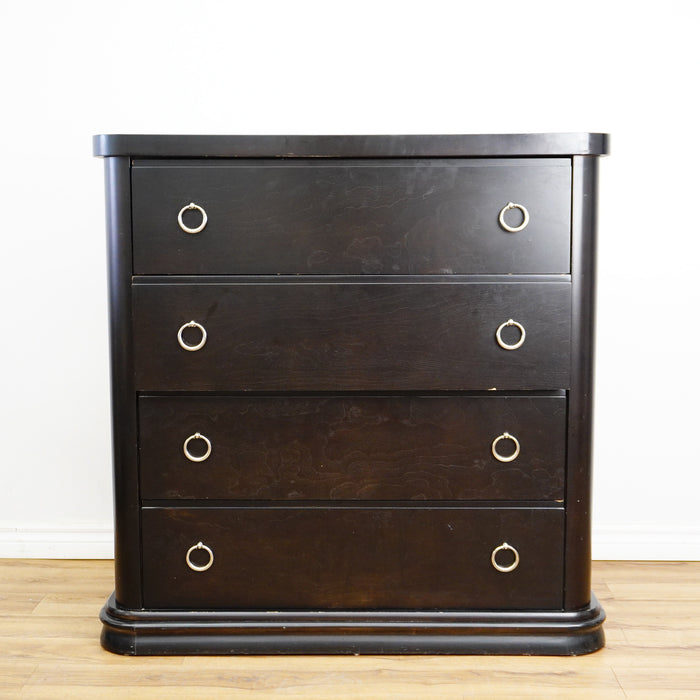 44×19×44–Inch Dresser in Dark Wood – 4 Drawers, Ring Handles