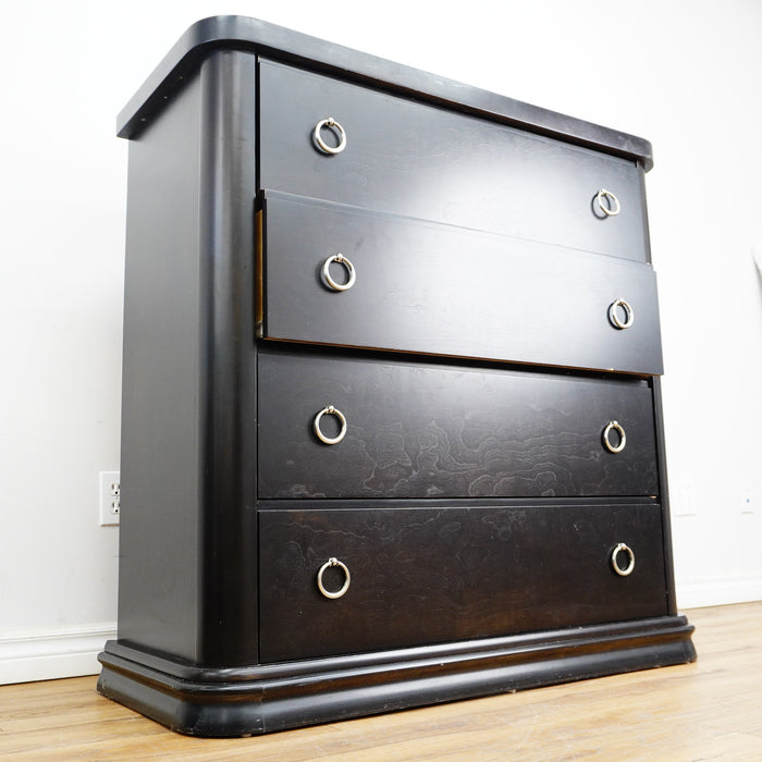 44×19×44–Inch Dresser in Dark Wood – 4 Drawers, Ring Handles