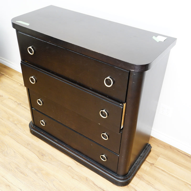 44×19×44–Inch Dresser in Dark Wood – 4 Drawers, Ring Handles