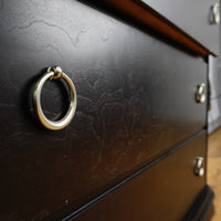 44×19×44–Inch Dresser in Dark Wood – 4 Drawers, Ring Handles