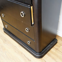 44×19×44–Inch Dresser in Dark Wood – 4 Drawers, Ring Handles