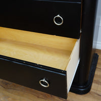 44×19×44–Inch Dresser in Dark Wood – 4 Drawers, Ring Handles