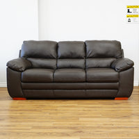 78×38×38–Inch Dark Brown 3-Seater Sofa – Italian Leather, Wide Arms