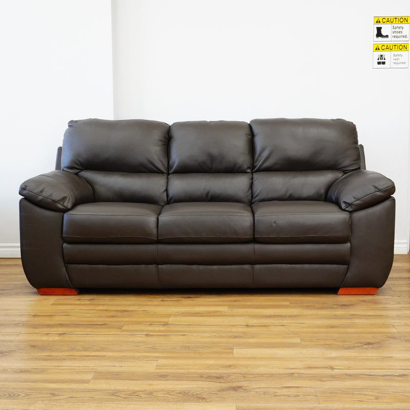 78×38×38–Inch Dark Brown 3-Seater Sofa – Italian Leather, Wide Arms