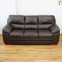 78×38×38–Inch Dark Brown 3-Seater Sofa – Italian Leather, Wide Arms