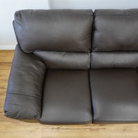 78×38×38–Inch Dark Brown 3-Seater Sofa – Italian Leather, Wide Arms