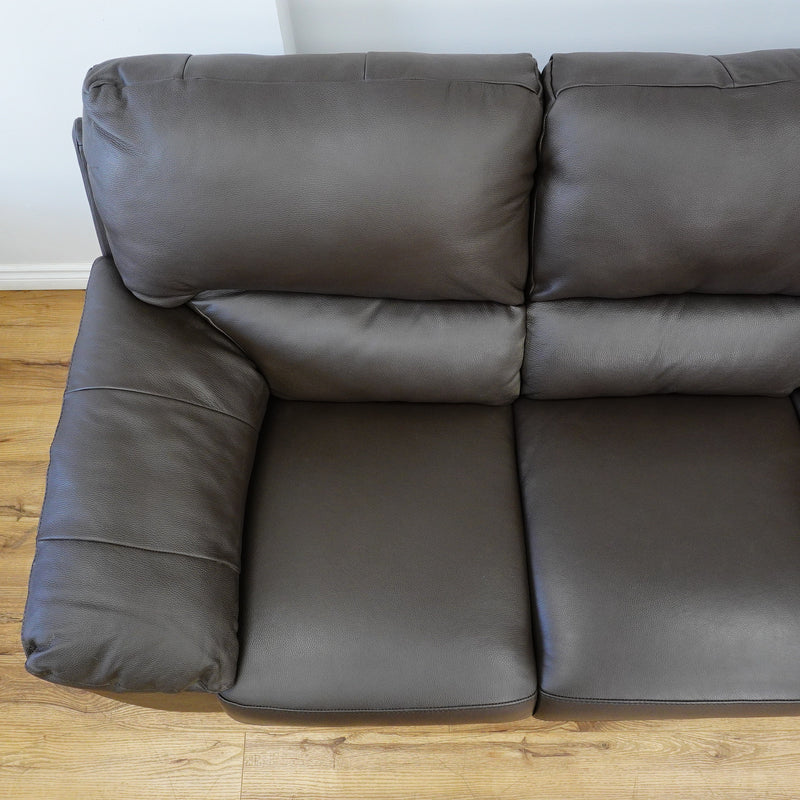 78×38×38–Inch Dark Brown 3-Seater Sofa – Italian Leather, Wide Arms