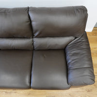 78×38×38–Inch Dark Brown 3-Seater Sofa – Italian Leather, Wide Arms
