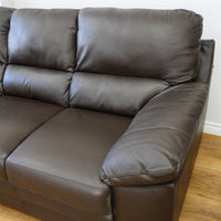 78×38×38–Inch Dark Brown 3-Seater Sofa – Italian Leather, Wide Arms
