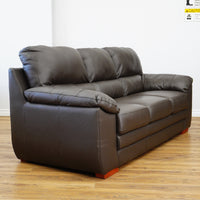78×38×38–Inch Dark Brown 3-Seater Sofa – Italian Leather, Wide Arms