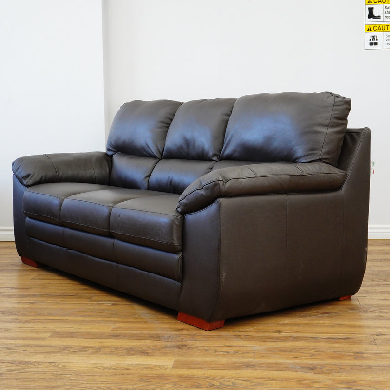 78×38×38–Inch Dark Brown 3-Seater Sofa – Italian Leather, Wide Arms