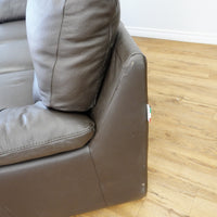 78×38×38–Inch Dark Brown 3-Seater Sofa – Italian Leather, Wide Arms