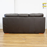78×38×38–Inch Dark Brown 3-Seater Sofa – Italian Leather, Wide Arms